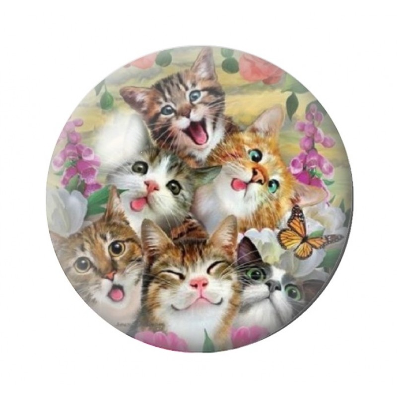 Cabochon en Verre Illustré Chats Rigolos 12 à 25mm