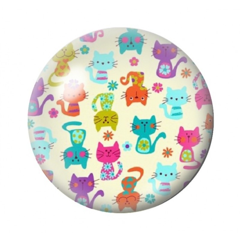 Cabochon en Verre Illustré Chats 12 à 25mm