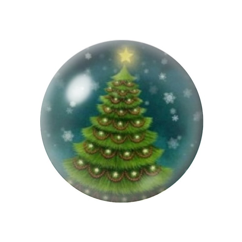 Cabochon en Verre Illustré Sapin de Noël 12 à 25mm
