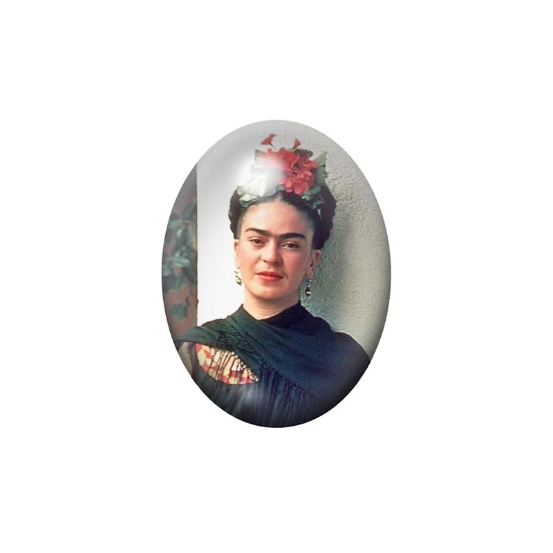 Cabochon en Verre Illustré Frida Kahlo 13x18, 18x25 ou 30x40mm