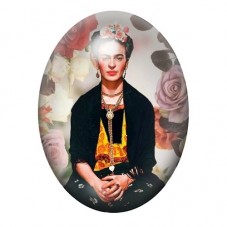 Cabochon en Verre Illustré Frida Kahlo Assise parmi les Roses 13x18, 18x25 ou 30x40mm pour la création de bijoux fantaisie - DIY