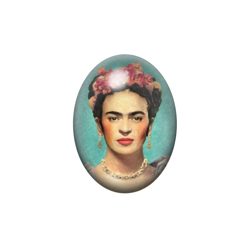 Cabochon en Verre Illustré Frida Kahlo 13x18, 18x25 ou 30x40mm