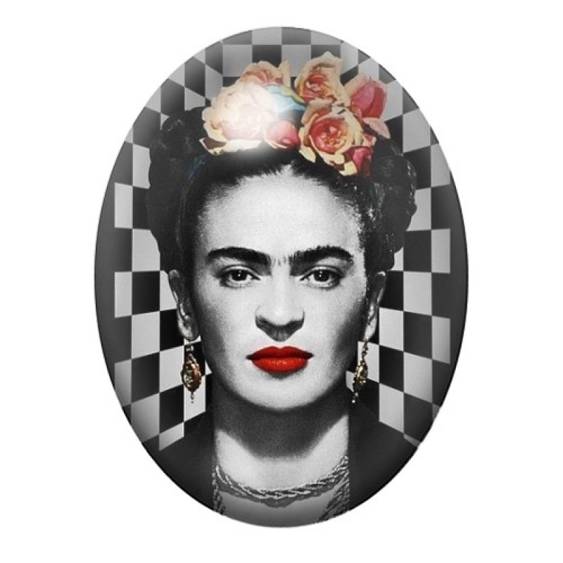 Cabochon en Verre Illustré Frida Kahlo 13x18, 18x25 ou 30x40mm