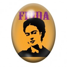 Cabochon en Verre Illustré Frida Kahlo Silhouette sur Fond Orange 13x18, 18x25 ou 30x40mm pour la création de bijoux fantaisie -