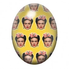 Cabochon en Verre Illustré Frida Kahlo Motif de Portraits sur Fond Jaune 13x18, 18x25 ou 30x40mm pour la création de bijoux fant