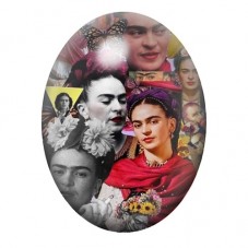 Cabochon en Verre Illustré Frida Kahlo Collage Rouge et Noir 13x18, 18x25 ou 30x40mm pour la création de bijoux fantaisie - DIY