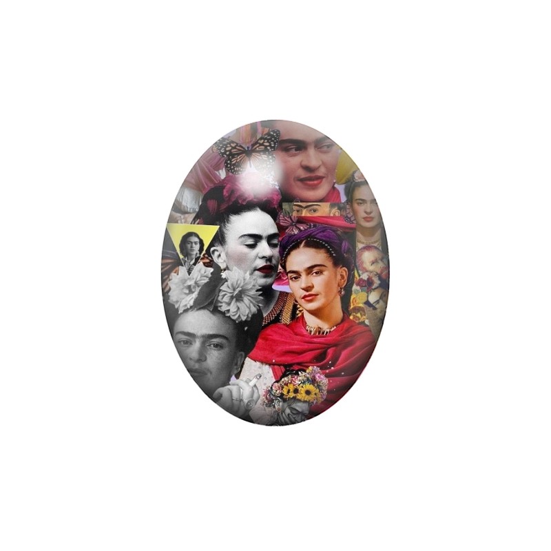 Cabochon en Verre Illustré Frida Kahlo 13x18, 18x25 ou 30x40mm