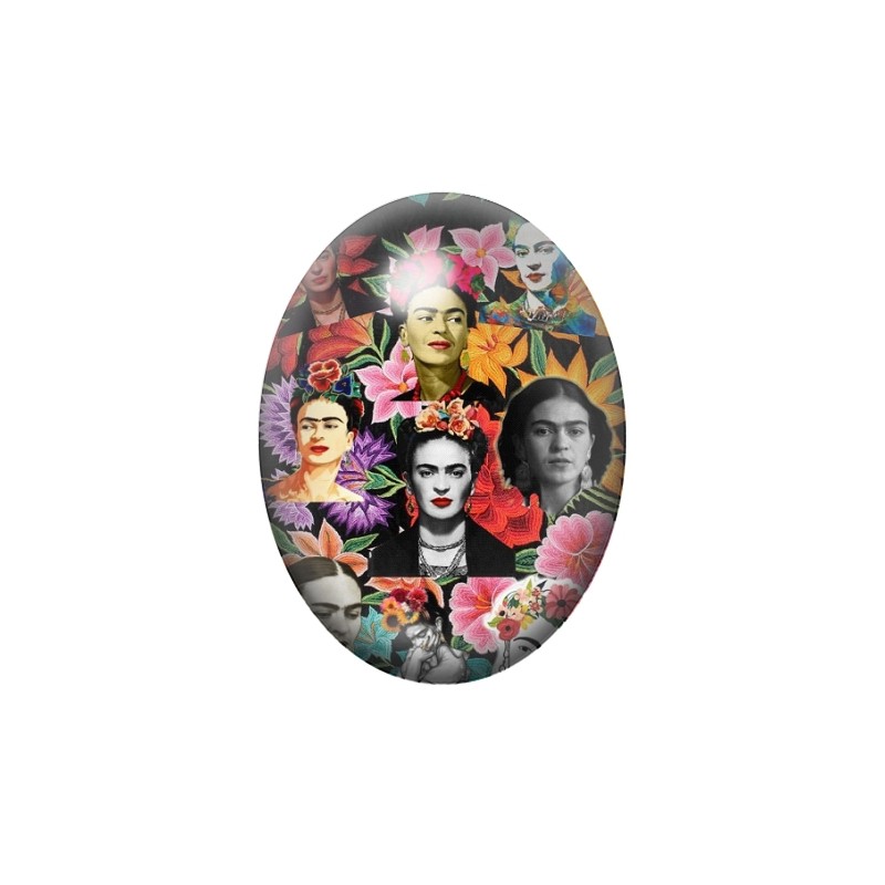 Cabochon en Verre Illustré Frida Kahlo 13x18, 18x25 ou 30x40mm