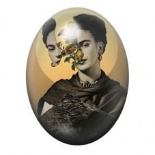 Cabochon en Verre Illustré Frida Kahlo avec Singe Noir 13x18, 18x25 ou 30x40mm pour la création de bijoux fantaisie - DIY
