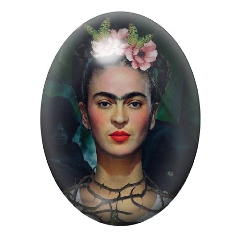 Cabochon en Verre Illustré Frida Kahlo 13x18, 18x25 ou 30x40mm