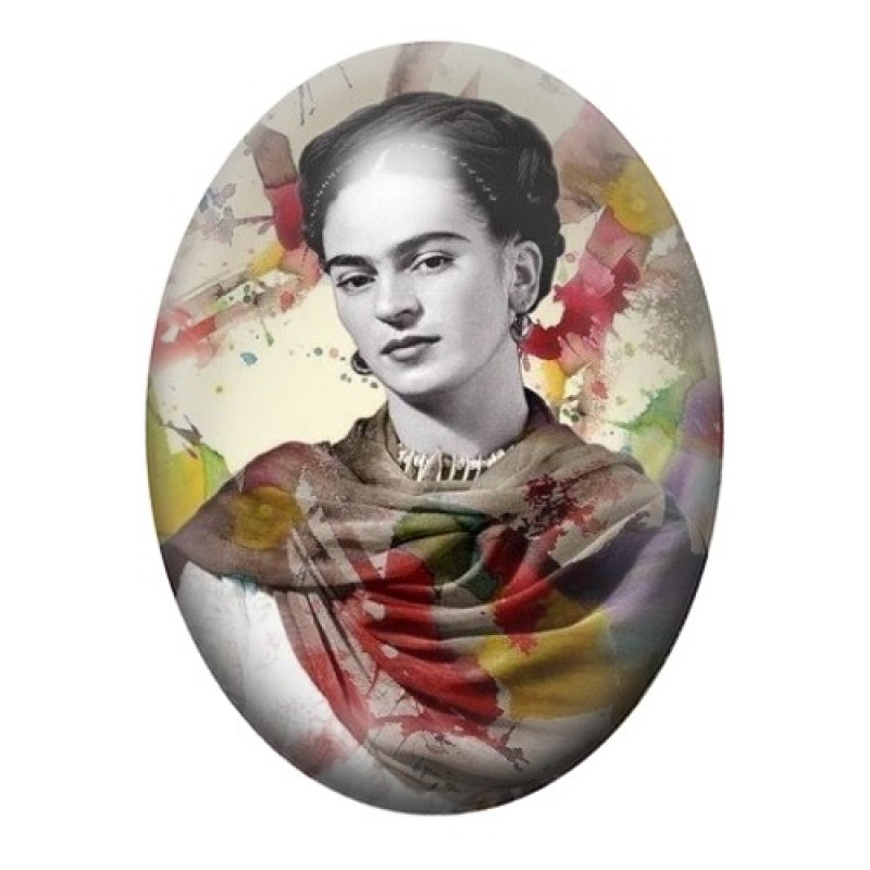 Cabochon en Verre Illustré Frida Kahlo 13x18, 18x25 ou 30x40mm
