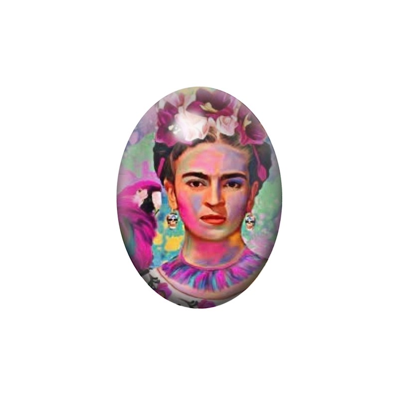 Cabochon en Verre Illustré Frida Kahlo 13x18, 18x25 ou 30x40mm