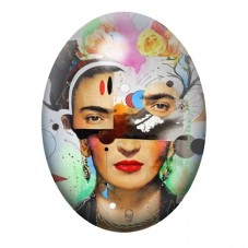 Cabochon en Verre Illustré Frida Kahlo Visage en Fragments Surréalistes 13x18, 18x25 ou 30x40mm pour la création de bijoux fanta