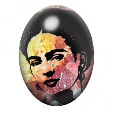Cabochon en Verre Illustré Frida Kahlo Portrait Sombre aux Éclats Dorés 13x18, 18x25 ou 30x40mm pour la création de bijoux fanta