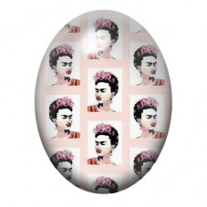 Cabochon en Verre Illustré Frida Kahlo Motif de Portraits sur Fond Rose 13x18, 18x25 ou 30x40mm pour la création de bijoux fanta