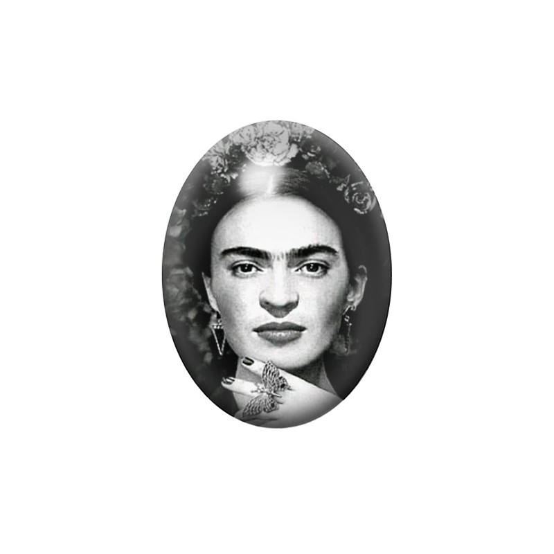 Cabochon en Verre Illustré Frida Kahlo 13x18, 18x25 ou 30x40mm