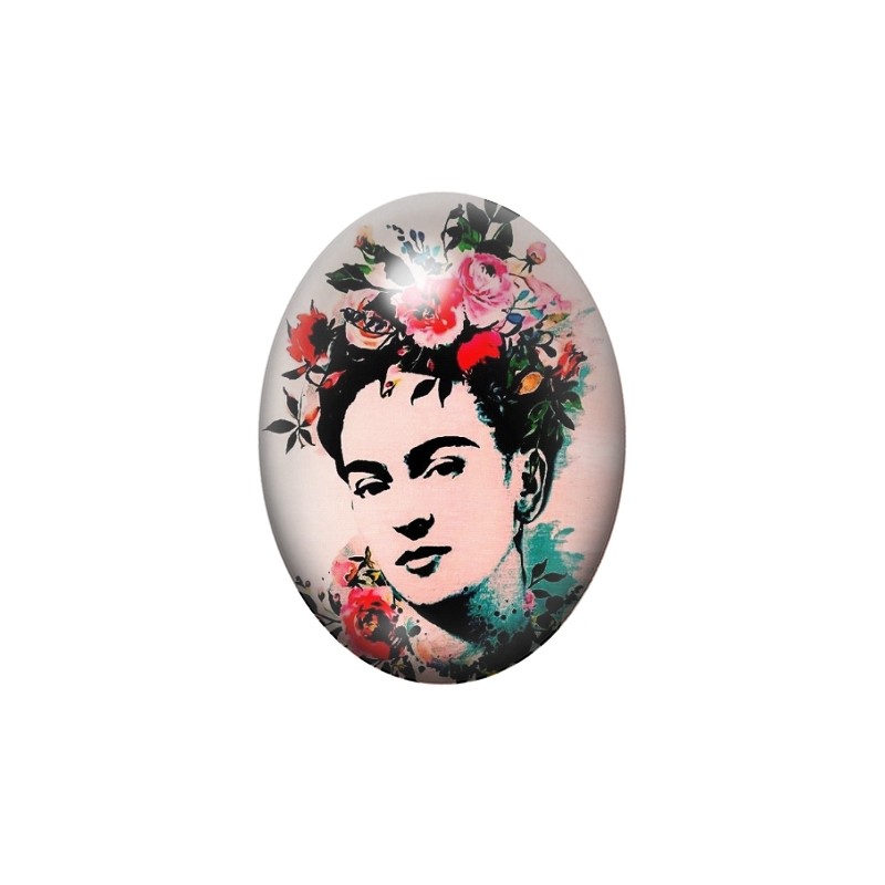 Cabochon en Verre Illustré Frida Kahlo 13x18, 18x25 ou 30x40mm