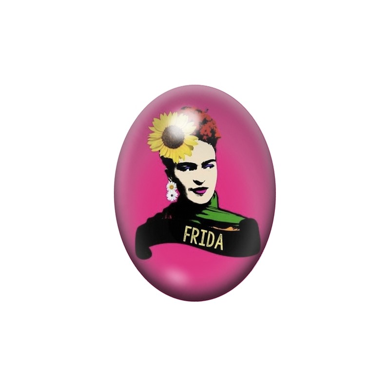 Cabochon en Verre Illustré Frida Kahlo 13x18, 18x25 ou 30x40mm