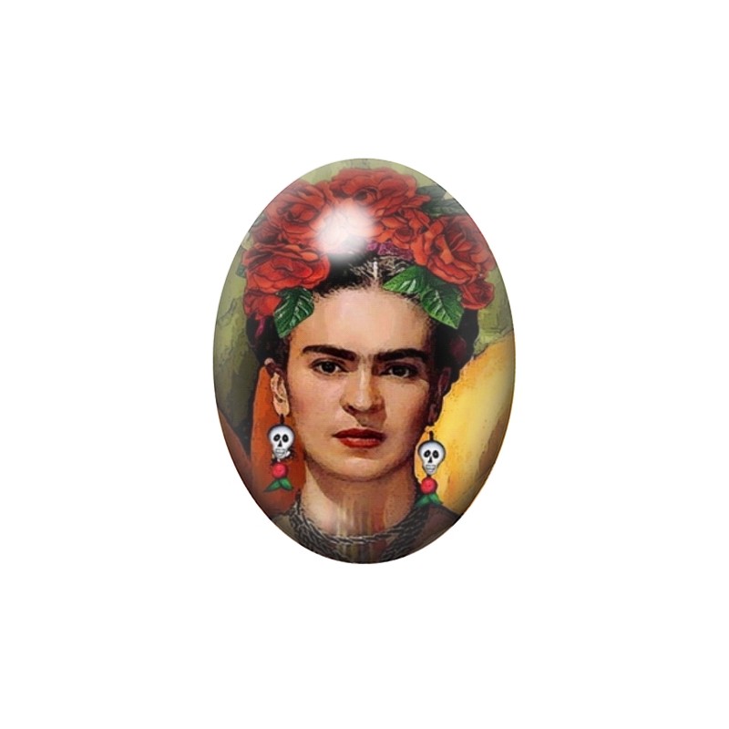 Cabochon en Verre Illustré Frida Kahlo 13x18, 18x25 ou 30x40mm