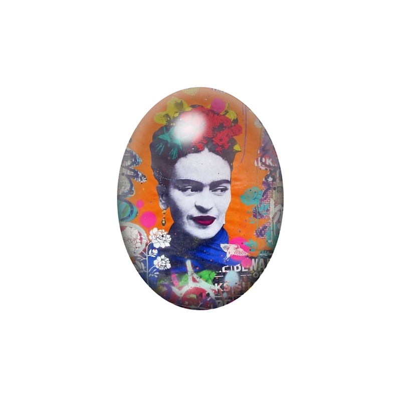 Cabochon en Verre Illustré Frida Kahlo 13x18, 18x25 ou 30x40mm
