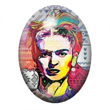 Cabochon en Verre Illustré Frida Kahlo Pop aux Motifs Géométriques 13x18, 18x25 ou 30x40mm pour la création de bijoux fantaisie 