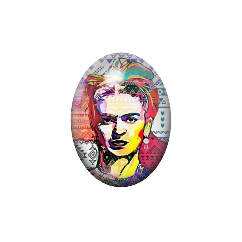 Cabochon en Verre Illustré Frida Kahlo 13x18, 18x25 ou 30x40mm