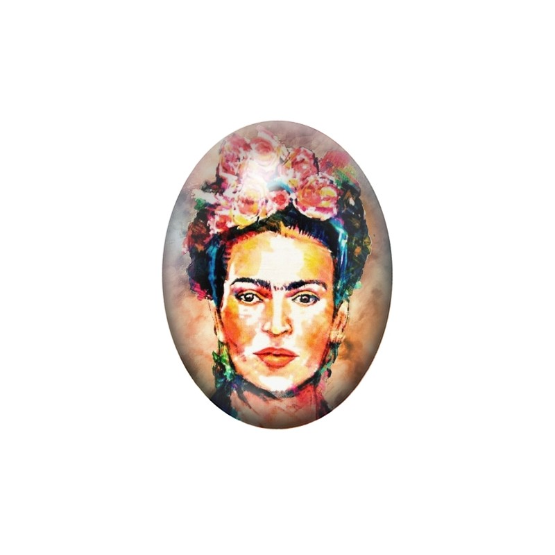 Cabochon en Verre Illustré Frida Kahlo 13x18, 18x25 ou 30x40mm