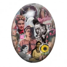 Cabochon en Verre Illustré Frida Kahlo Collage Biographique 13x18, 18x25 ou 30x40mm pour la création de bijoux fantaisie - DIY