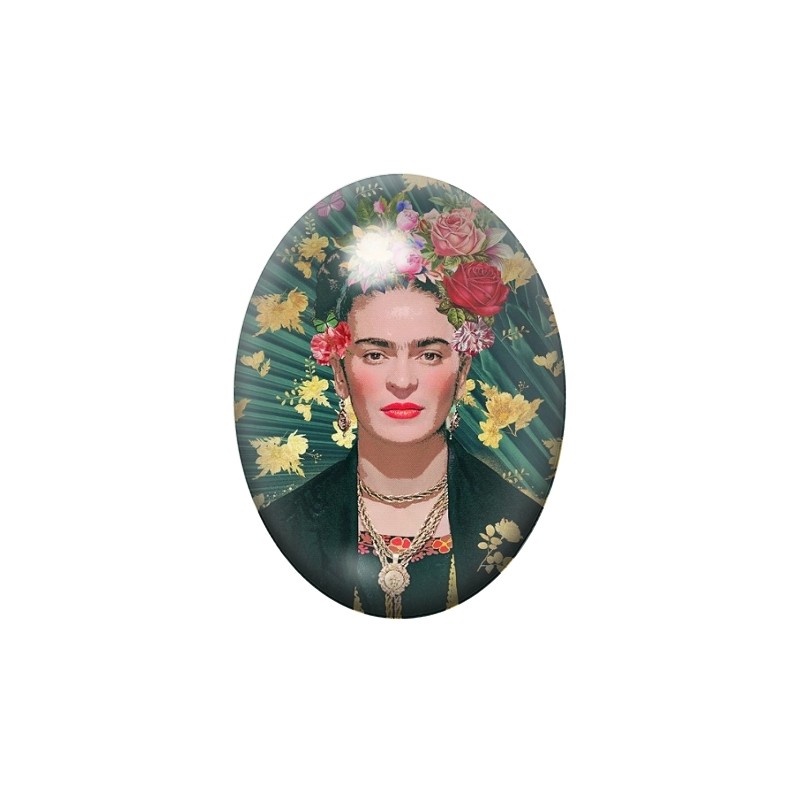 Cabochon en Verre Illustré Frida Kahlo 13x18, 18x25 ou 30x40mm