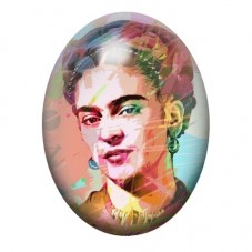 Cabochon en Verre Illustré Frida Kahlo Portrait Aquarelle 13x18, 18x25 ou 30x40mm pour la création de bijoux fantaisie - DIY