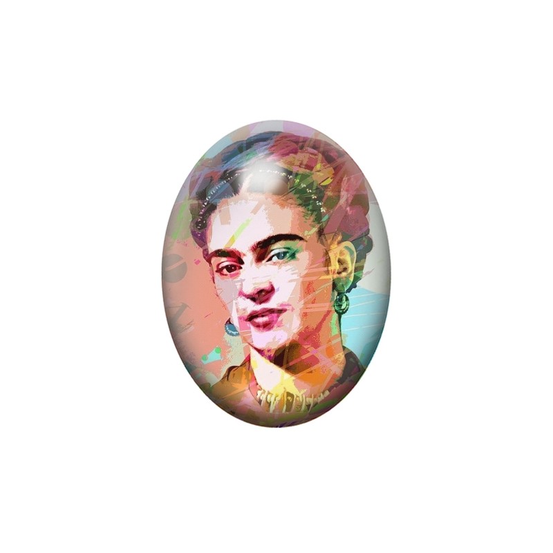 Cabochon en Verre Illustré Frida Kahlo 13x18, 18x25 ou 30x40mm