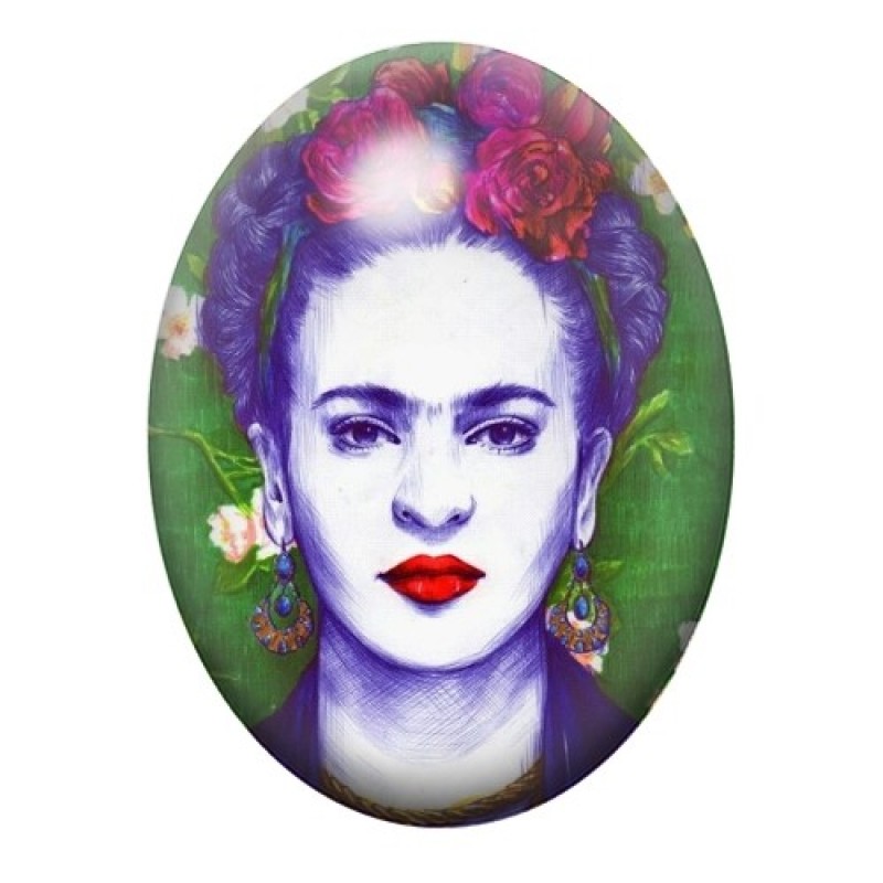 Cabochon en Verre Illustré Frida Kahlo 13x18, 18x25 ou 30x40mm