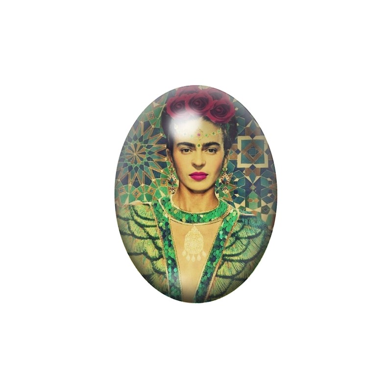 Cabochon en Verre Illustré Frida Kahlo 13x18, 18x25 ou 30x40mm