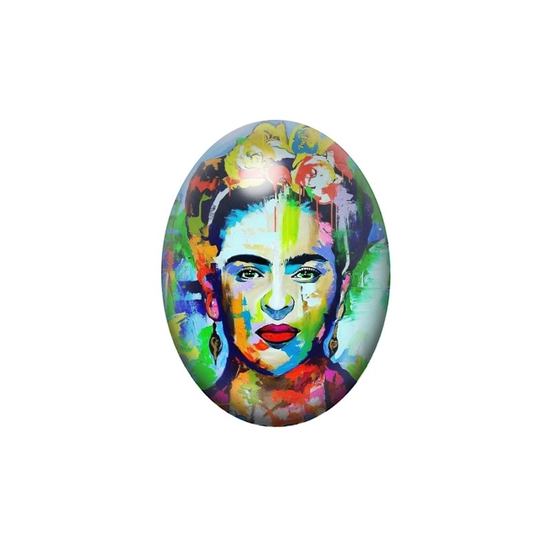 Cabochon en Verre Illustré Frida Kahlo 13x18, 18x25 ou 30x40mm