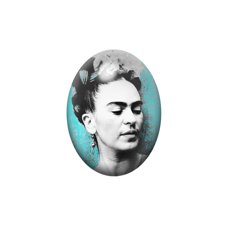 Cabochon en Verre Illustré Frida Kahlo 13x18, 18x25 ou 30x40mm