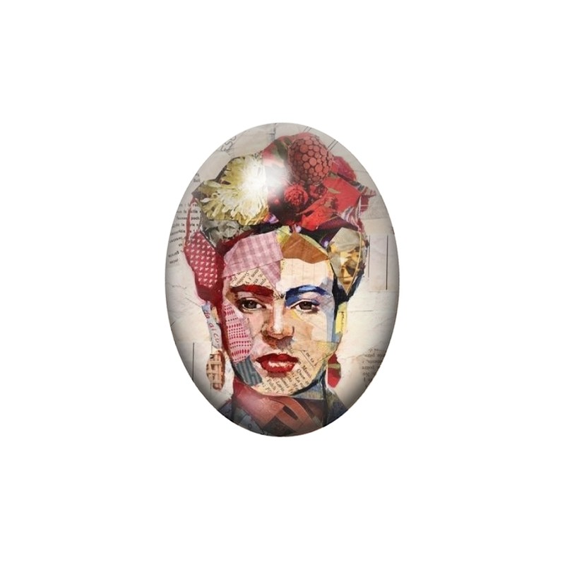 Cabochon en Verre Illustré Frida Kahlo 13x18, 18x25 ou 30x40mm
