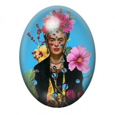 Cabochon en Verre Illustré Frida Kahlo au Jardin Tropical 13x18, 18x25 ou 30x40mm pour la création de bijoux fantaisie - DIY
