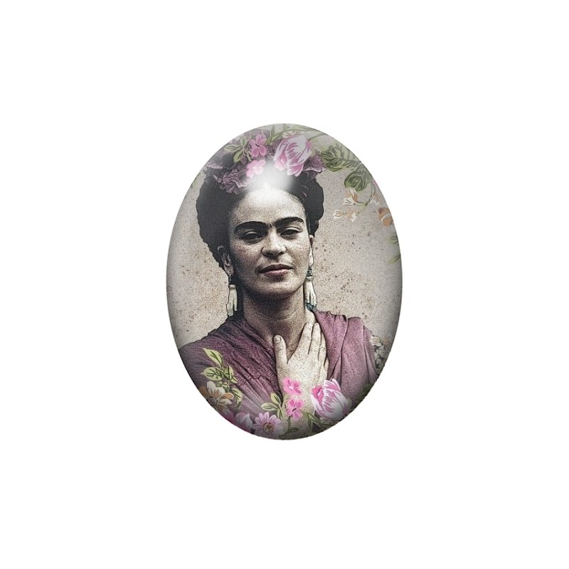 Cabochon en Verre Illustré Frida Kahlo 13x18, 18x25 ou 30x40mm