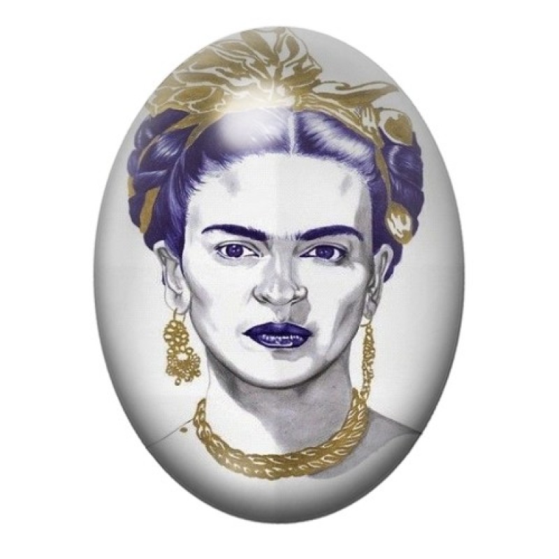 Cabochon en Verre Illustré Frida Kahlo 13x18, 18x25 ou 30x40mm
