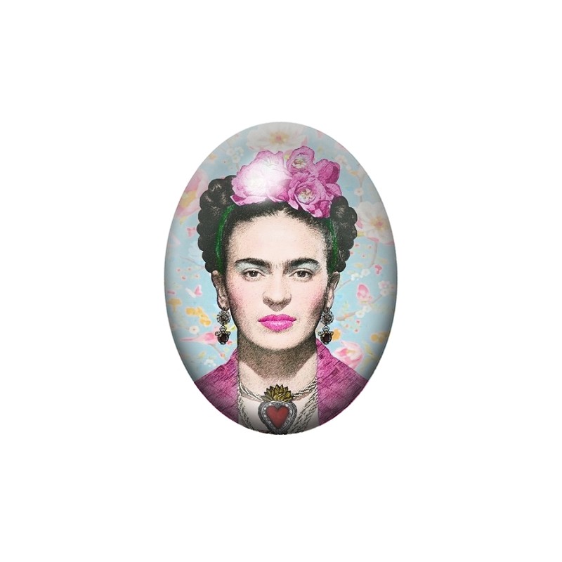 Cabochon en Verre Illustré Frida Kahlo 13x18, 18x25 ou 30x40mm