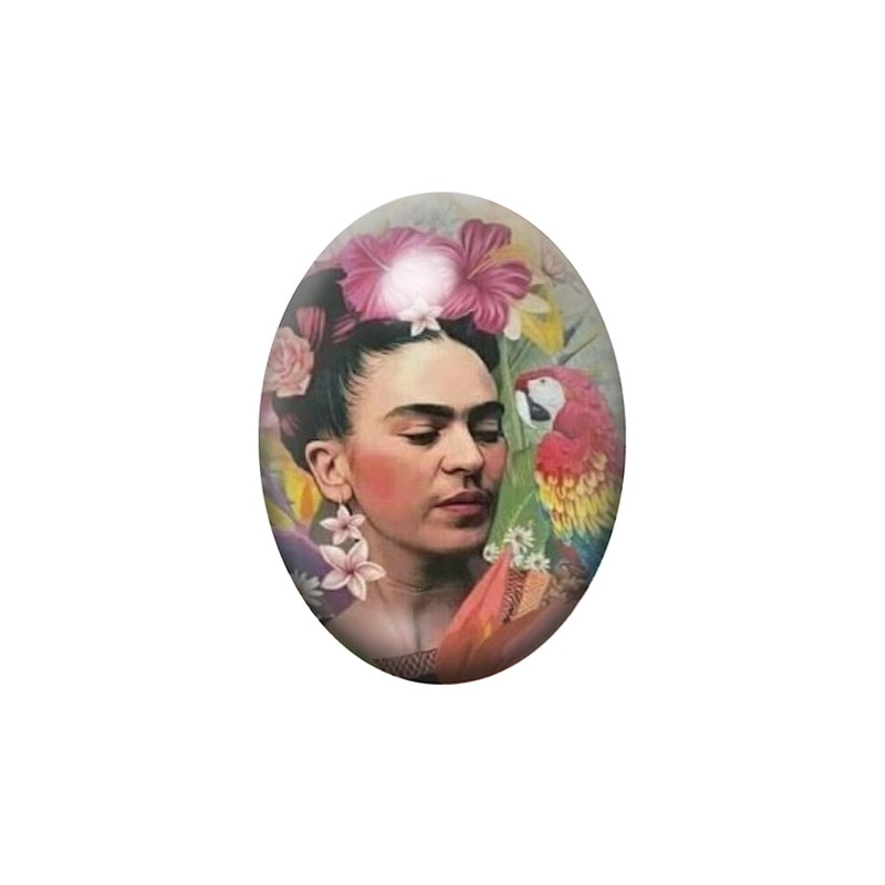 Cabochon en Verre Illustré Frida Kahlo 13x18, 18x25 ou 30x40mm