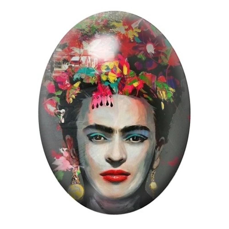 Cabochon en Verre Illustré Frida Kahlo 13x18, 18x25 ou 30x40mm