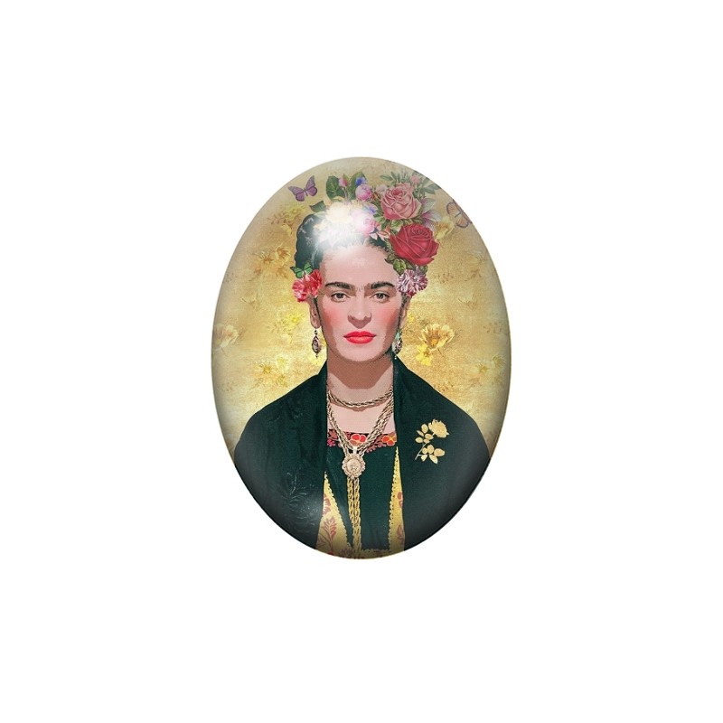 Cabochon en Verre Illustré Frida Kahlo 13x18, 18x25 ou 30x40mm