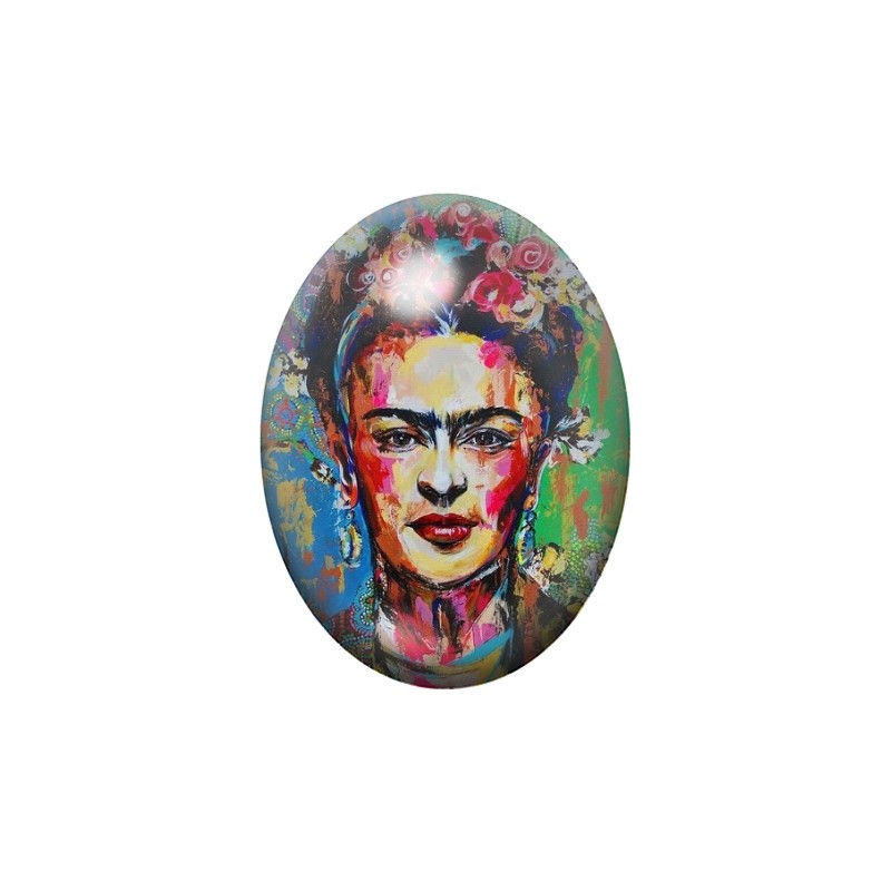 Cabochon en Verre Illustré Frida Kahlo 13x18, 18x25 ou 30x40mm