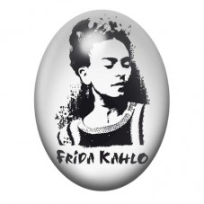 Cabochon en Verre Illustré Frida Kahlo Portrait Graphique Noir et Blanc 13x18, 18x25 ou 30x40mm pour la création de bijoux fanta