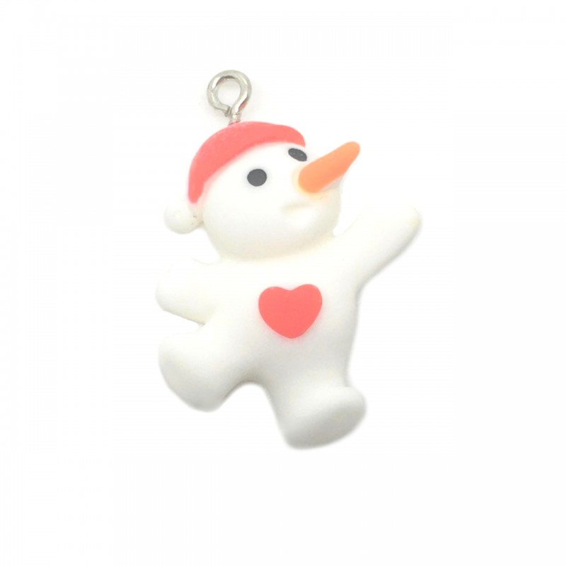 Breloque Bonhomme de Neige Noël en Résine 28x24mm