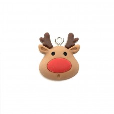 Breloque Rudolphe Renne de Noël en Résine 21x17mm pour la Création de Bijoux Fantaisie - DIY