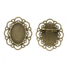 Support Broche Bronze pour Cabochon 18x25mm pour la Création de Bijoux Fantaisie - DIY