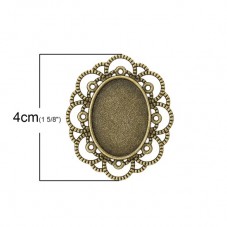 Support Broche Ajouré Bronze pour Cabochon Ovale 18x25mm