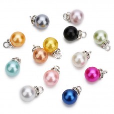 5 Breloques Perle 10mm avec Strass Métal Argenté pour la Création de Bijoux Fantaisie - DIY